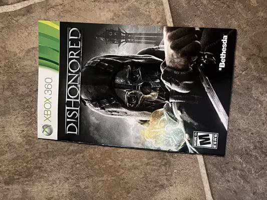 Dishonored Microsoft Xbox 360 Instruction Manual Only