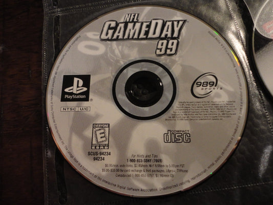 NFL GameDay 99 (Sony PlayStation 1, 1998) DISC ONLY