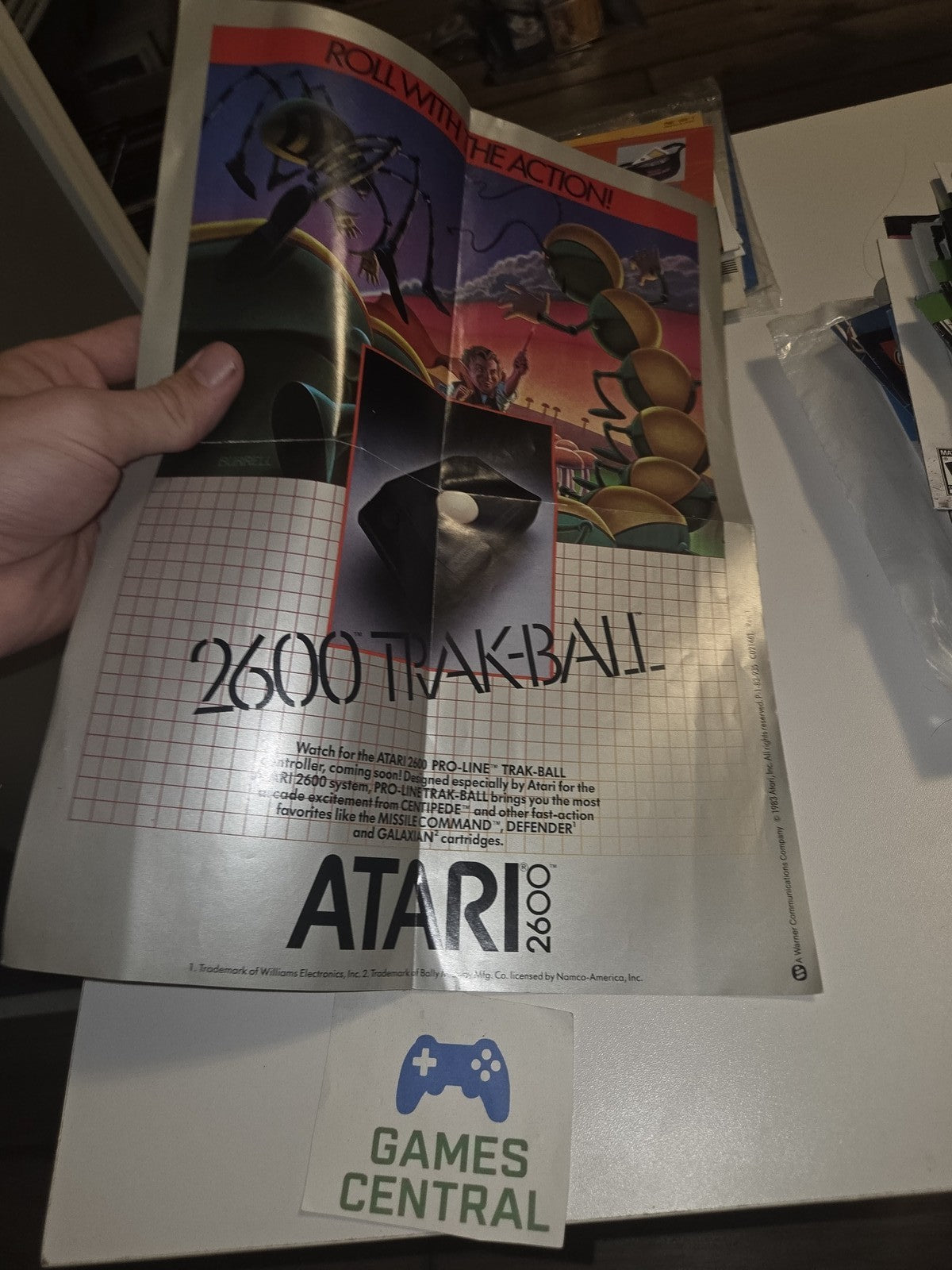 1983 ATARI 2600 TRAK-BALL "Role with the Action" Game Insert Promo Poster