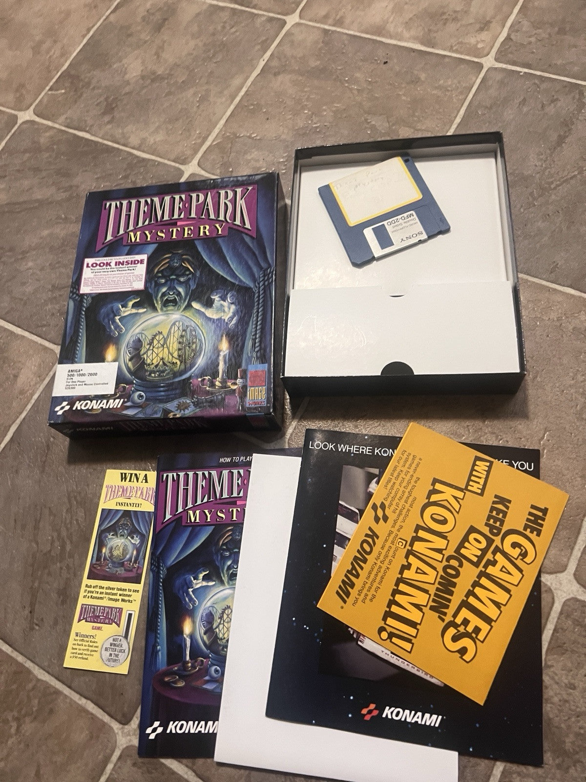 Konami Theme Park Mystery Game for Amiga 500, 1000 & 2000. 3.5" CIB COMPLETE