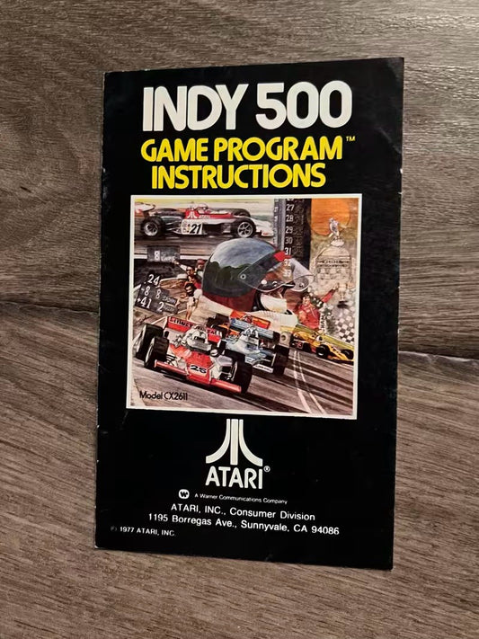 Indy 500 (Atari 2600, 1978) MANUAL ONLY